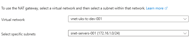 Configuring Subnet Association for NAT Gateway