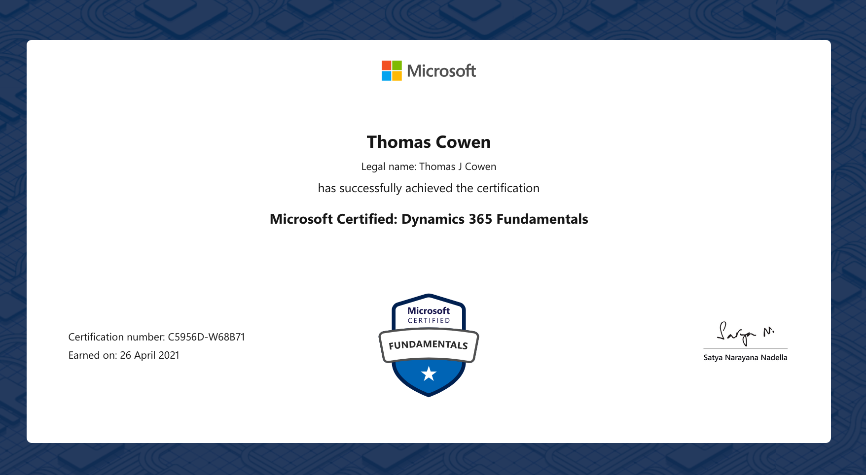 MB-901 - Dynamics 365 Fundamentals badge
